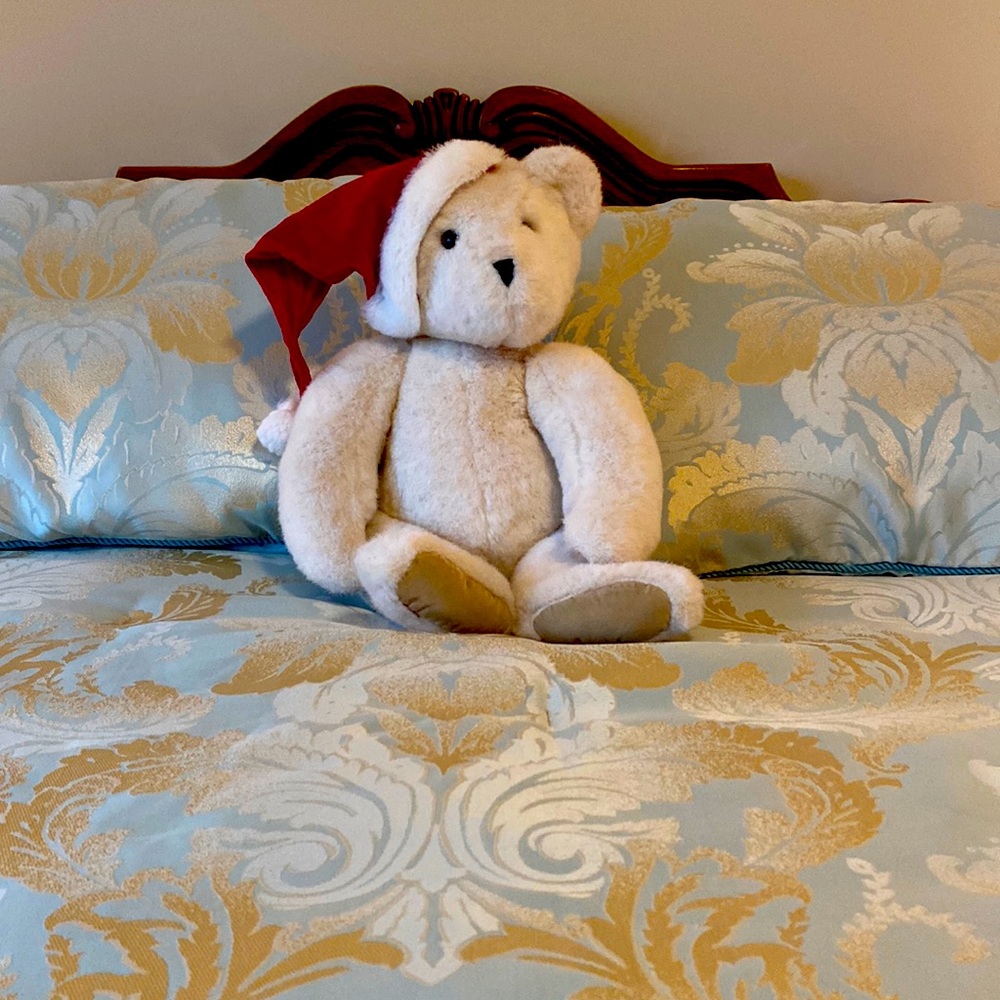 Vermont teddy bear with Santa hat!
